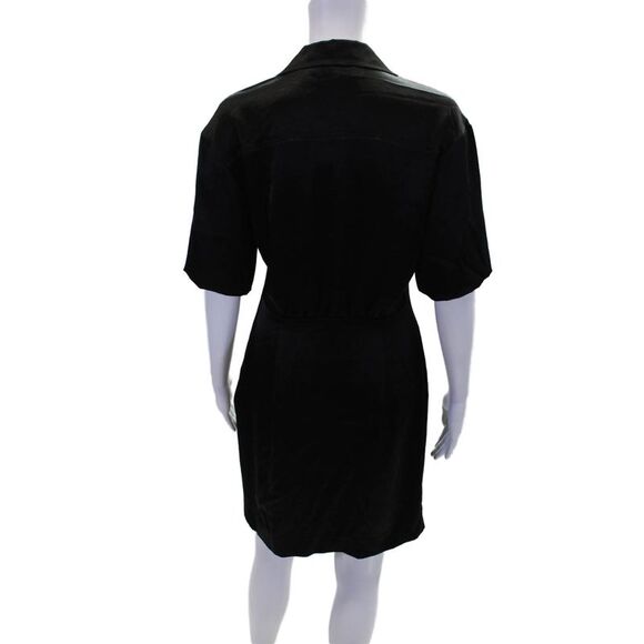 Nanushka Women's Shorts Sleeves Lace Up Ruched Mini Dress Black Size M - Picture 3 of 6